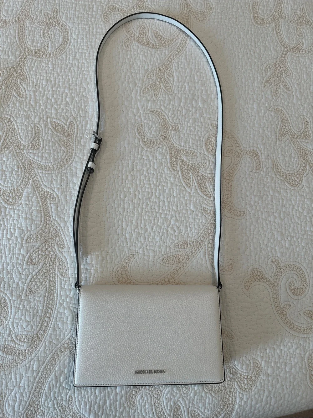 Michael Kors White Pebbled Leather Crossbody Bag